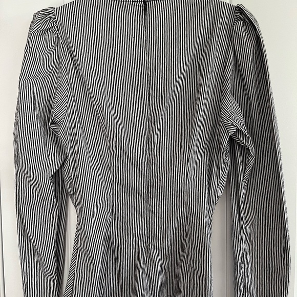 ZARA Black White Striped Poplin Blouse Top Size Small - Picture 3 of 4